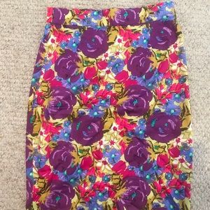 Multi color floral midi skirt